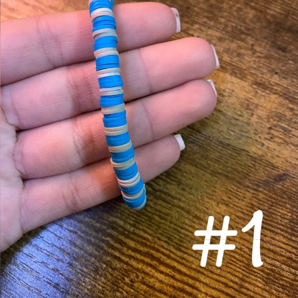 Blue and White Beaded Bracelet